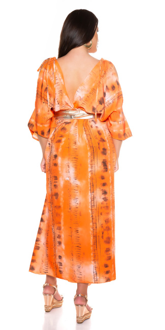 deep v-halter maxi jurk oranje